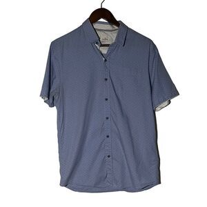 Craft + Flow Blue Short Sleeve Printed Button Down Shirt